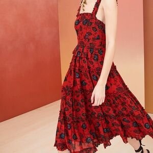 ULLA JOHNSON Adyna Sleeveless Midi Dress in Poppy Floral - Women's Size 10